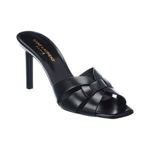 Saint Laurent Tribute 85 Leather Sandal, Black